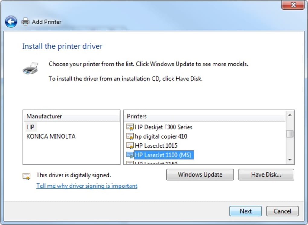 Hp laserjet p1007 printer driver download for windows 10 free