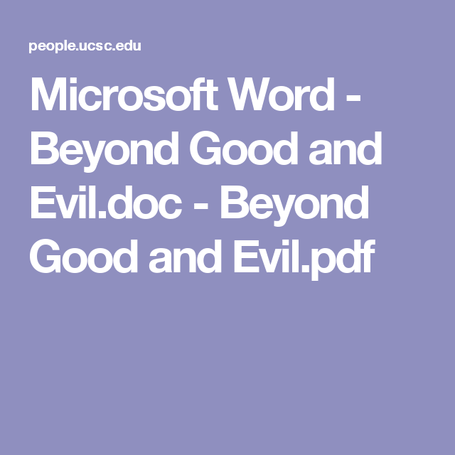 Beyond good and evil pdf